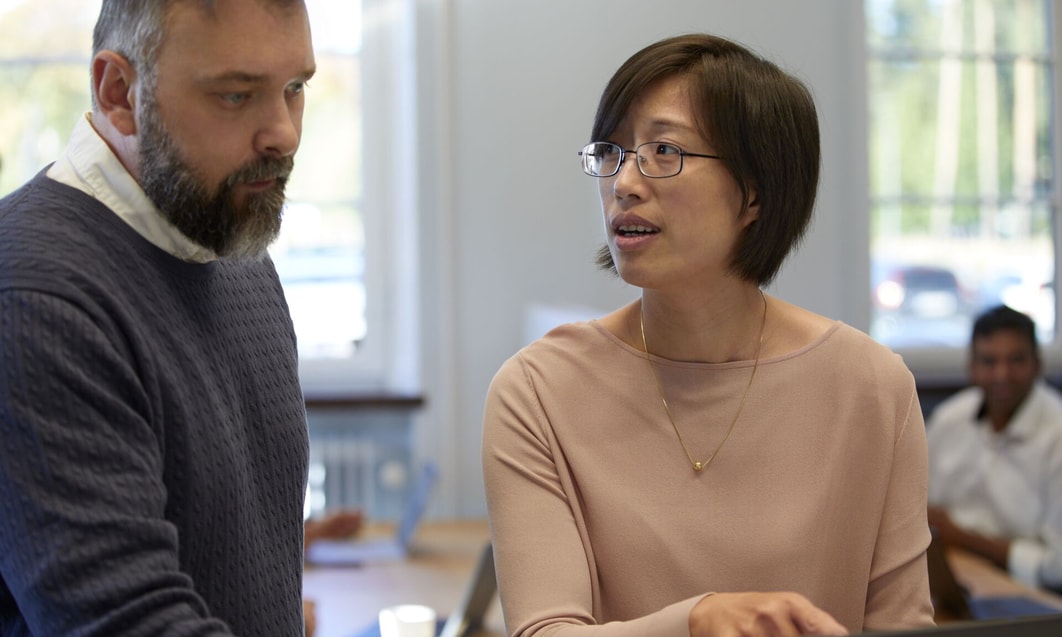 a person and person talking