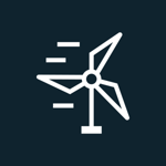 a white line art of a windmill