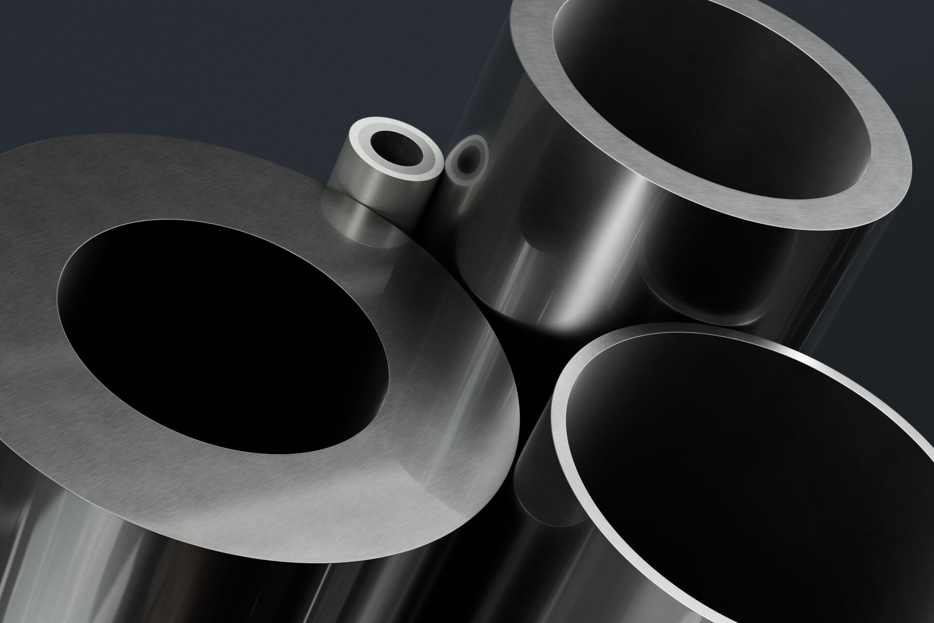 en grupp av metallrör