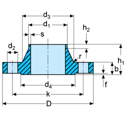 blue drawing of a piece of metal