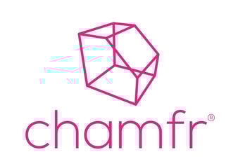 a logo with a pink cube