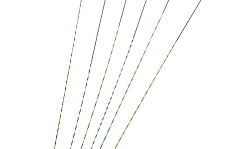 a group of thin black and yellow lines