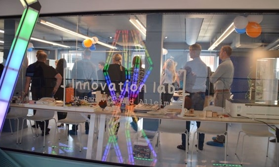 a group of people in a room