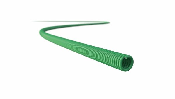 a green plastic tube with a spiral