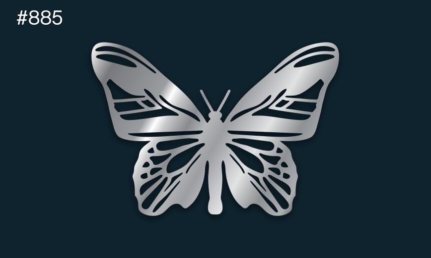 a silver butterfly on a dark background